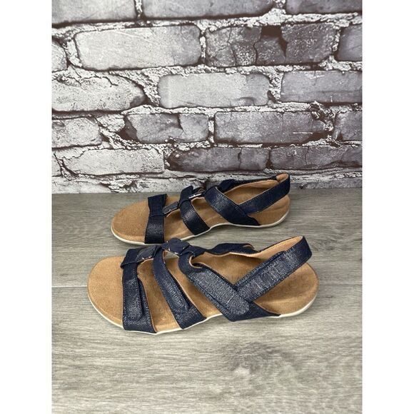 Vionic Amber Navy Blue Synthetic Adjustable Strappy Sandals Women Sz 7M US/37EU - Picture 11 of 16